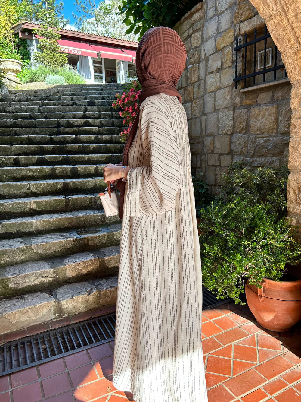 Cream Linen-Viscose Abaya (AB002)