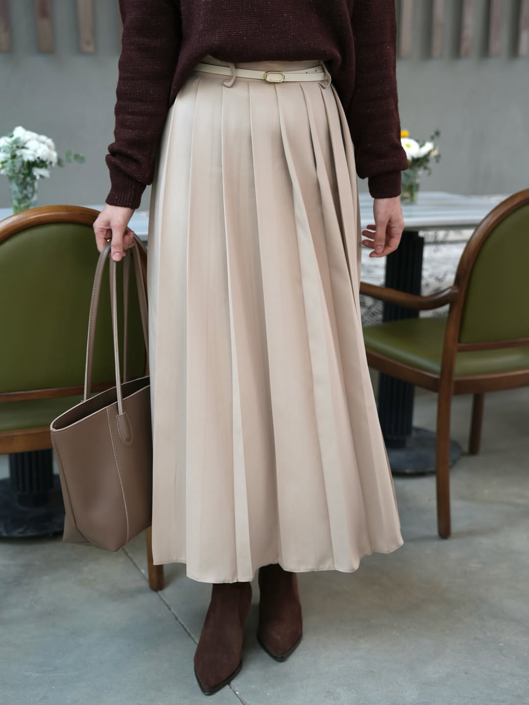 Pleated Crepe Skirt