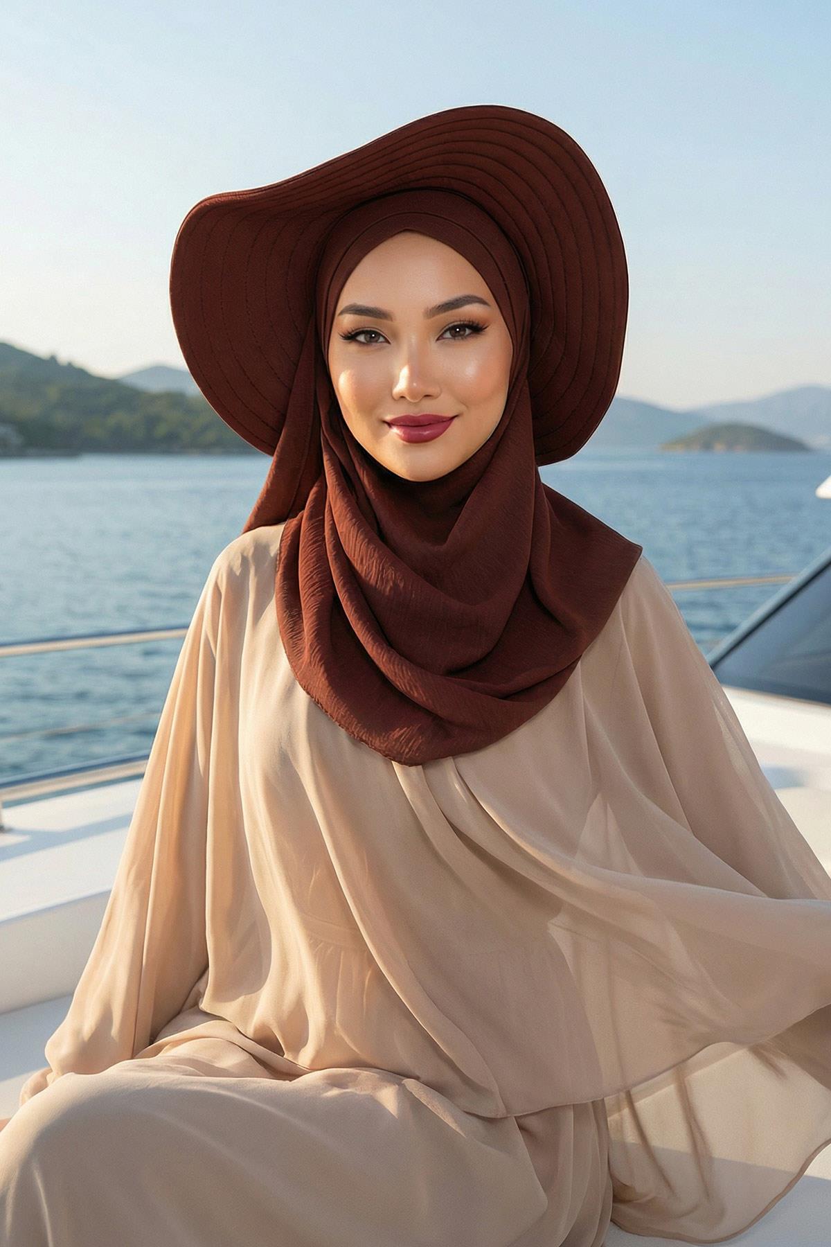 Capped Instant Turban Hijab with Removable Back Bow