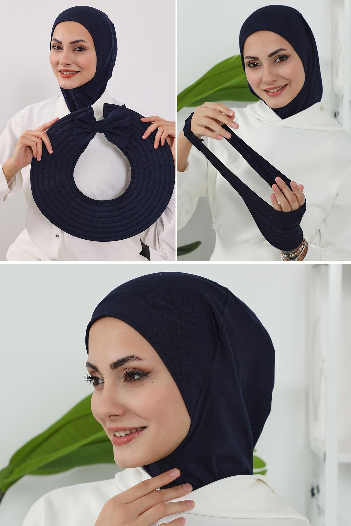3-Piece Modest Head Covering Set: Ninja Bonnet, Visor & Hat