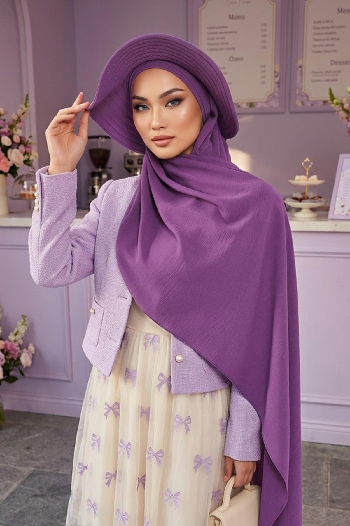Capped Instant Turban Hijab with Removable Back Bow
