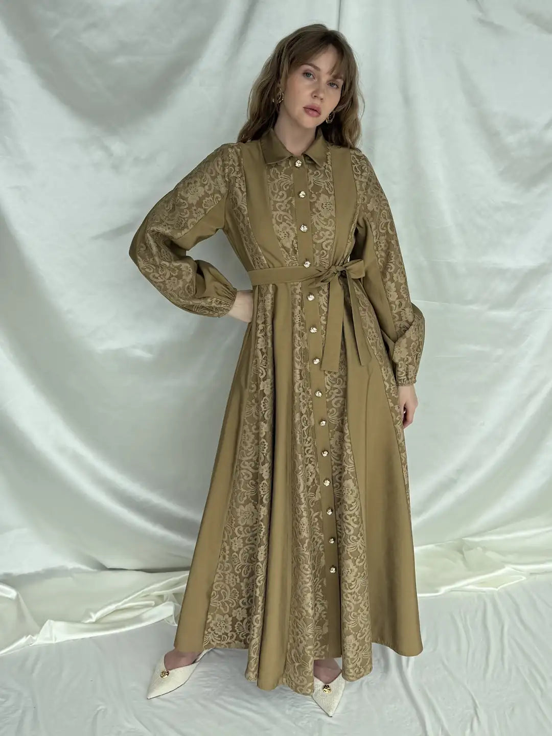 Modest Lace fabric Dress