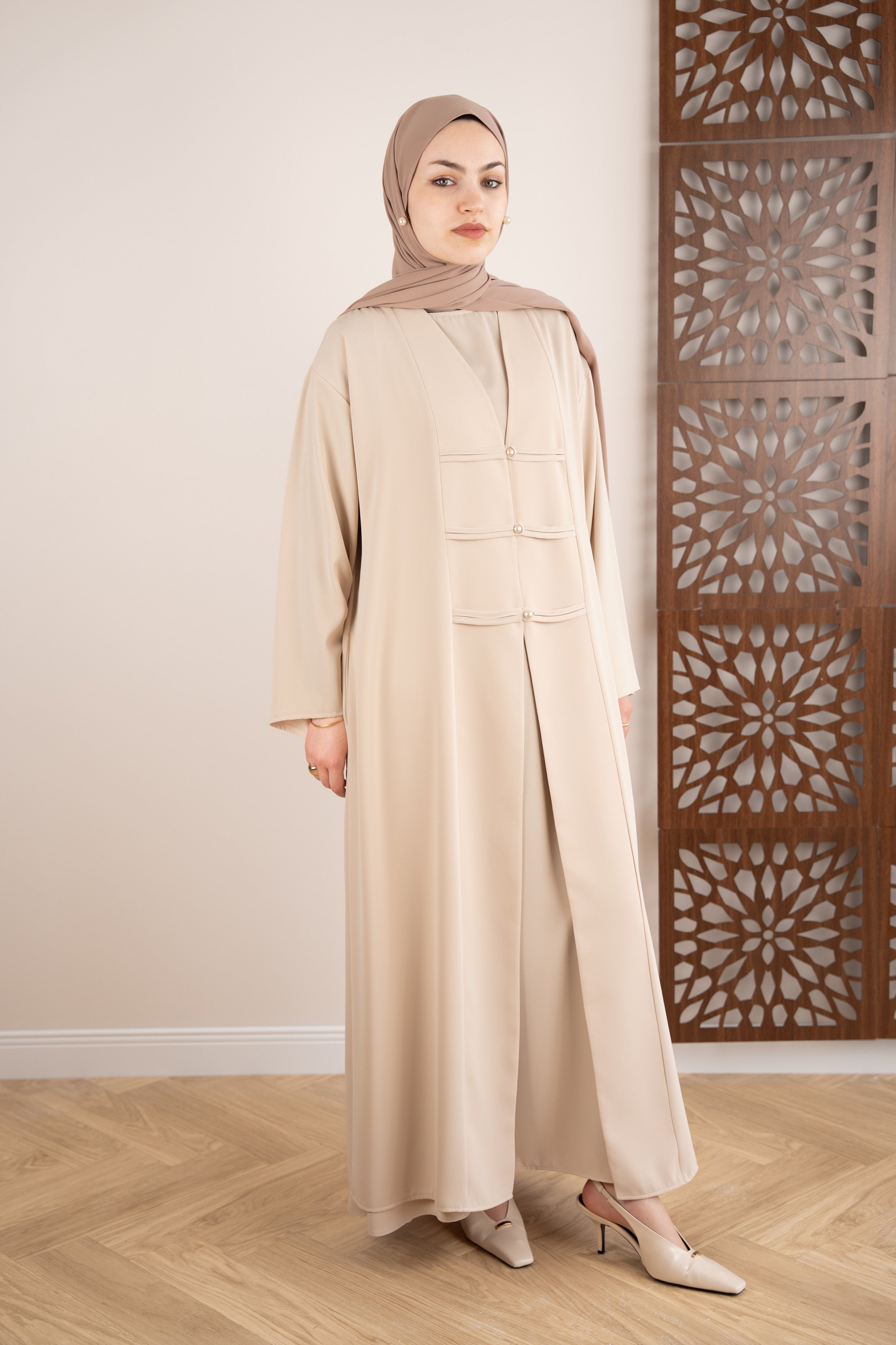 Striped Button Abaya