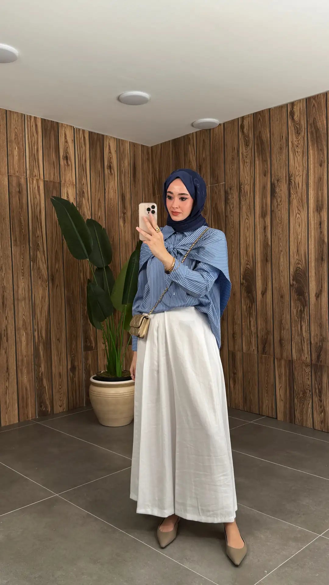 Flowing Wide-Leg Palazzo Trousers, Elastic Waist