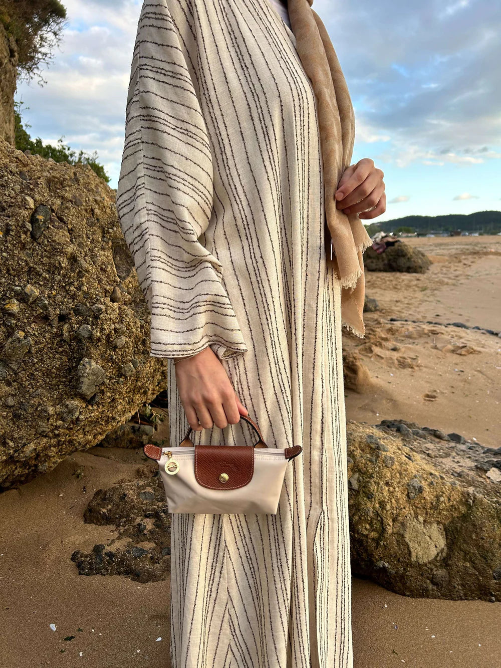 Cream Linen-Viscose Abaya (AB002)