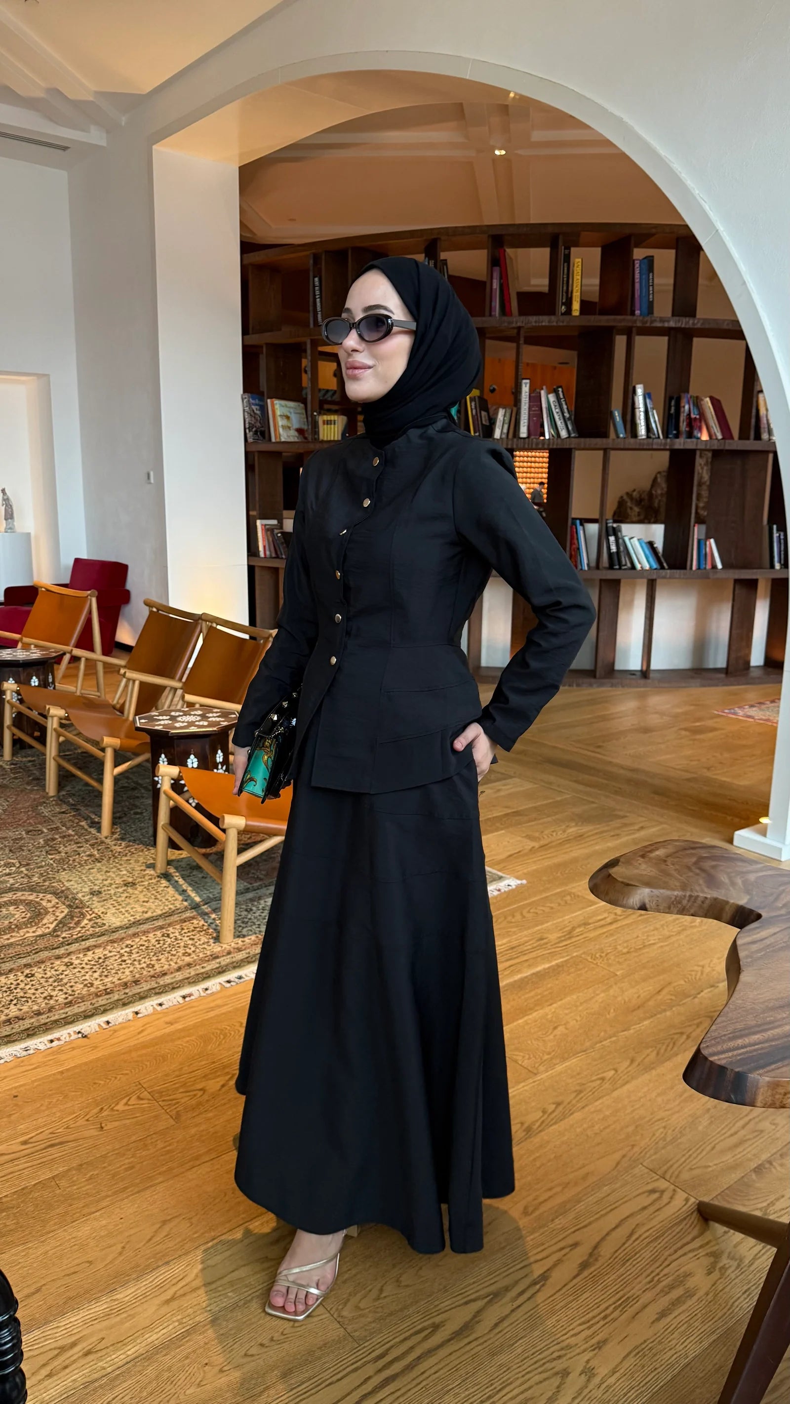 Snap Detail  Zara Cupra fabric skirt Set (SK014)