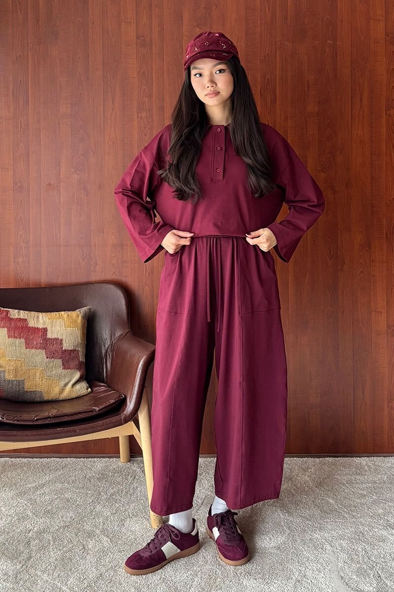  (PT001) طقم مريح بقماش سوبريم - بياقة بولو