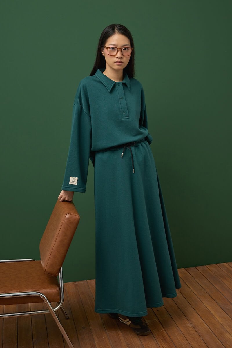 Modest Knit Polo Top & Skirt Set
