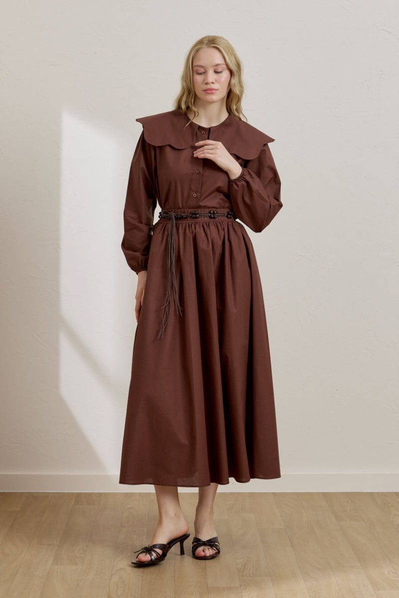 Daisy Collar Cropped Blouse & Balloon Skirt Set