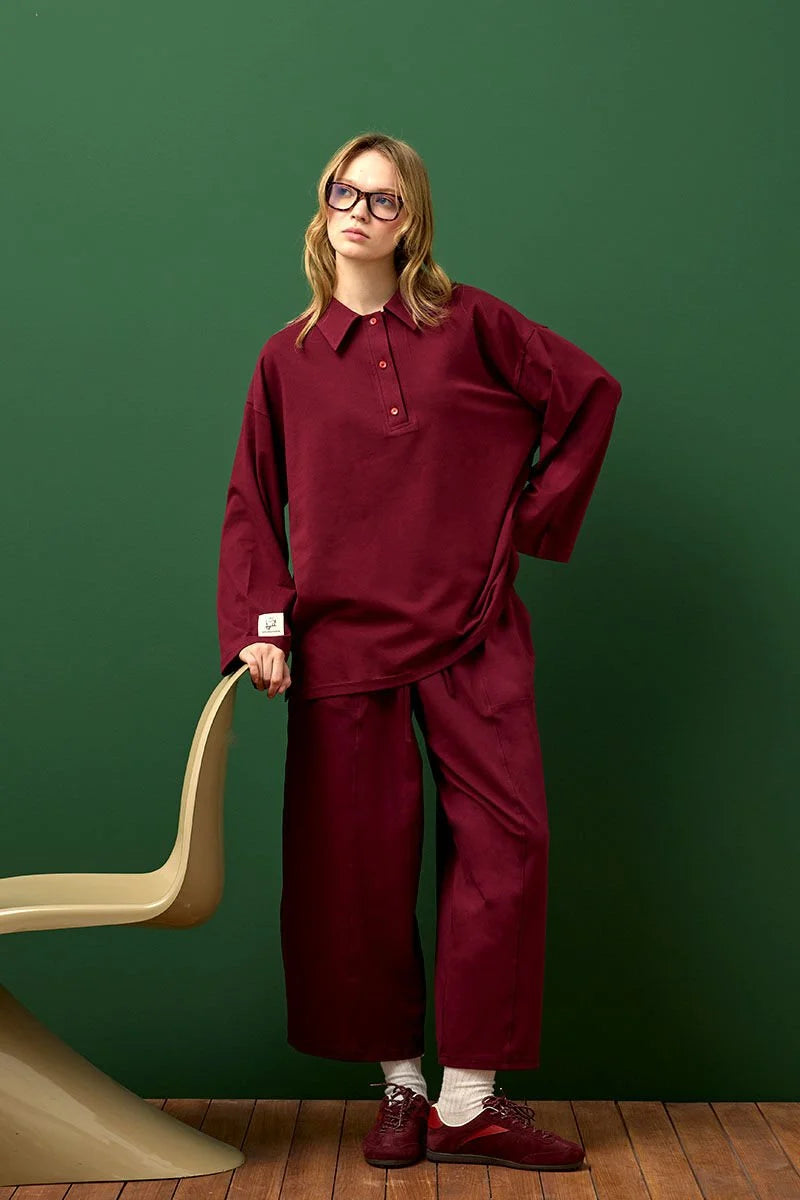  (PT001) طقم مريح بقماش سوبريم - بياقة بولو