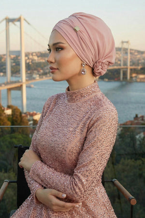 Ready-to-Wear Chiffon Turban with Metallic Accent