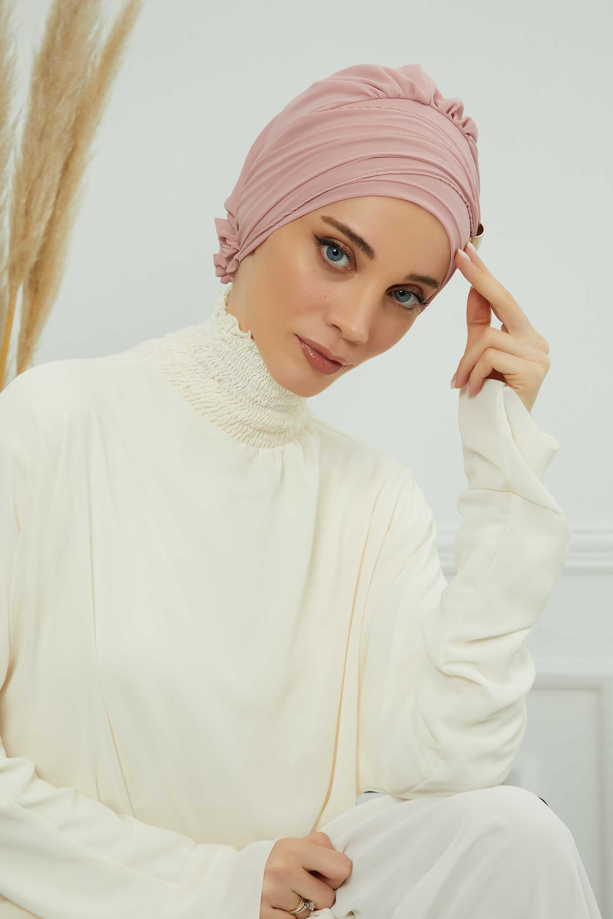 Ready-to-Wear Chiffon Turban with Metallic Accent
