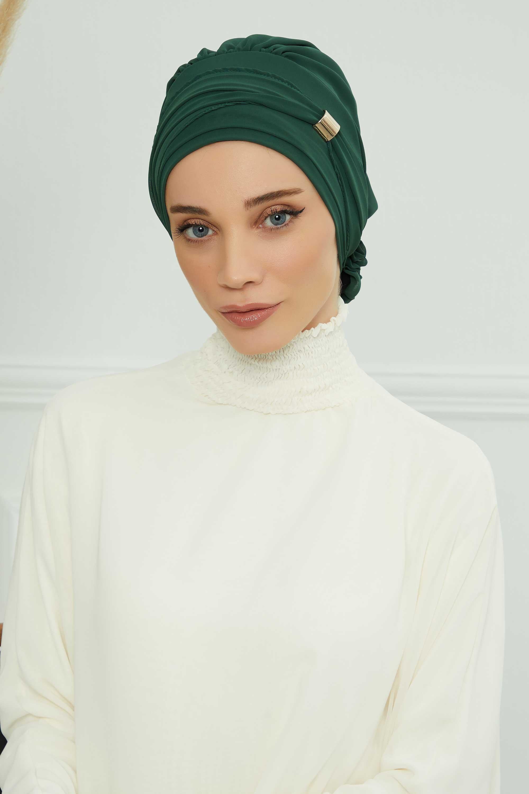 Ready-to-Wear Chiffon Turban with Metallic Accent