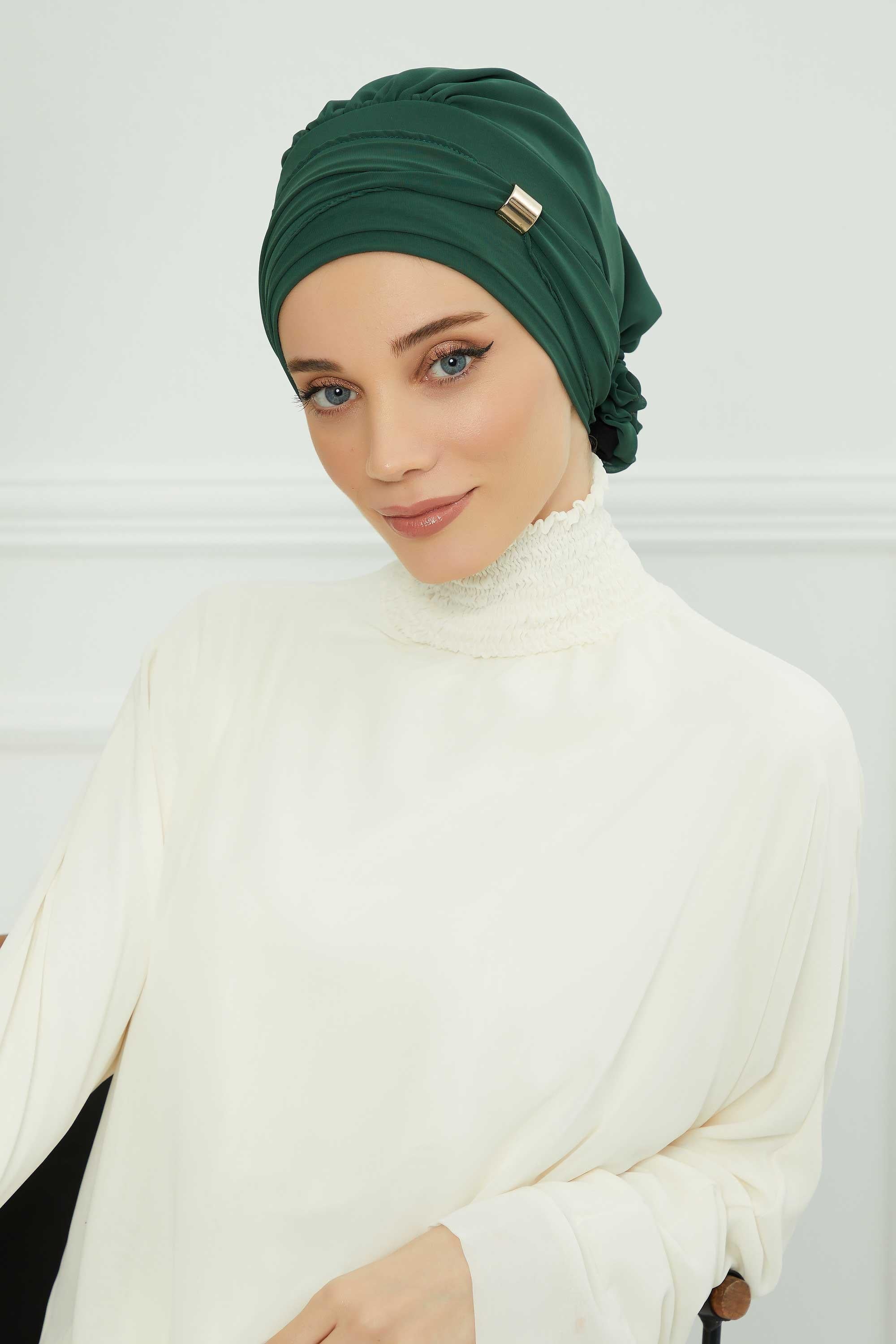 Ready-to-Wear Chiffon Turban with Metallic Accent