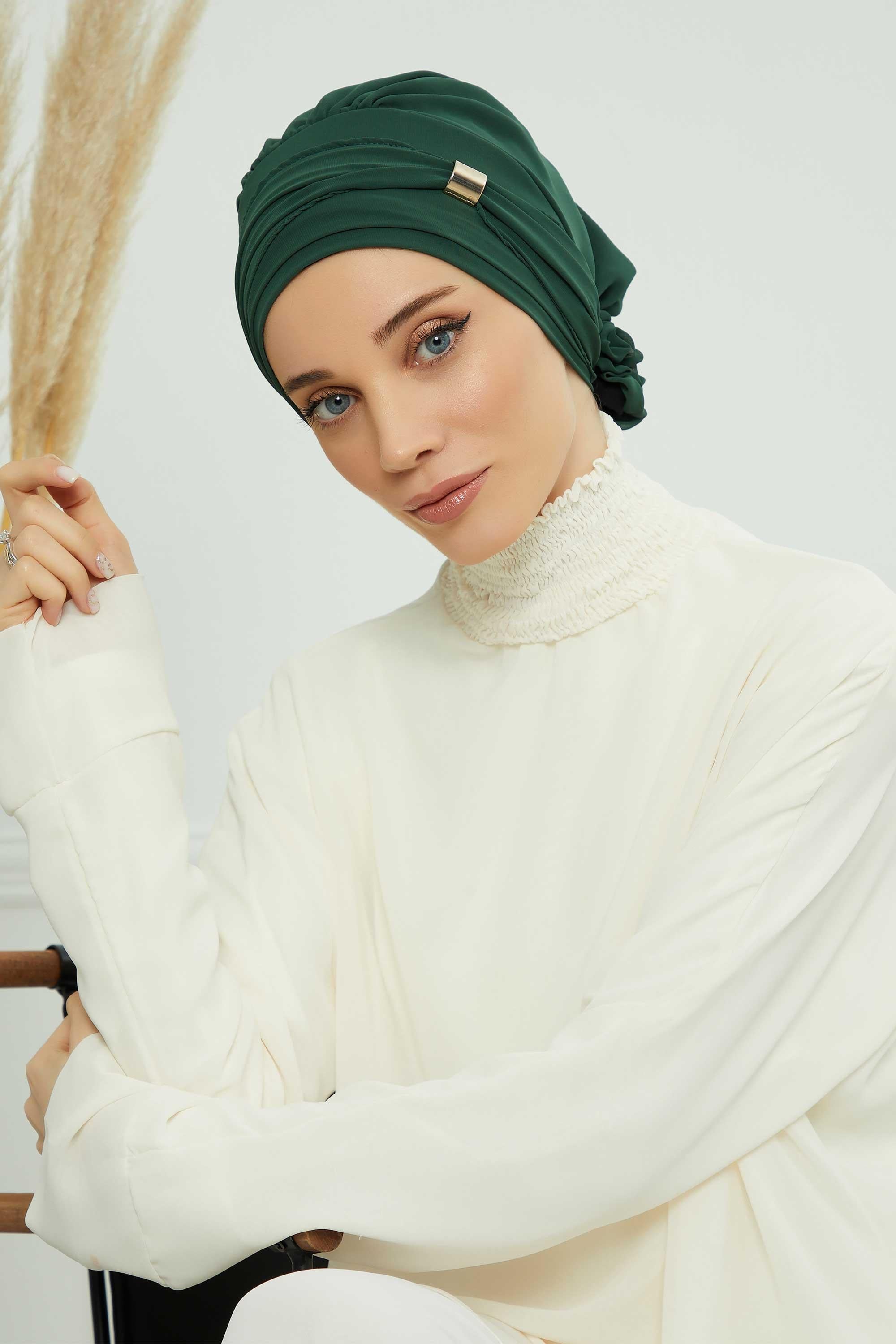 Ready-to-Wear Chiffon Turban with Metallic Accent