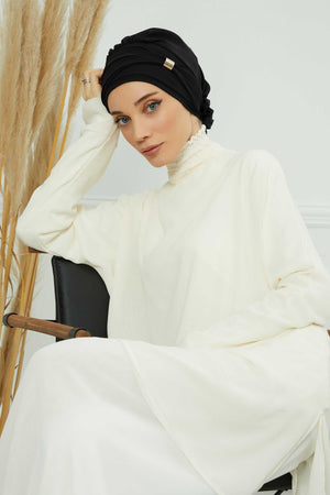 Ready-to-Wear Chiffon Turban with Metallic Accent