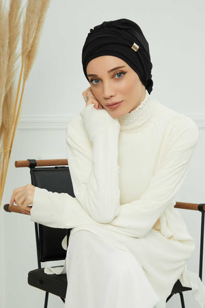Ready-to-Wear Chiffon Turban with Metallic Accent