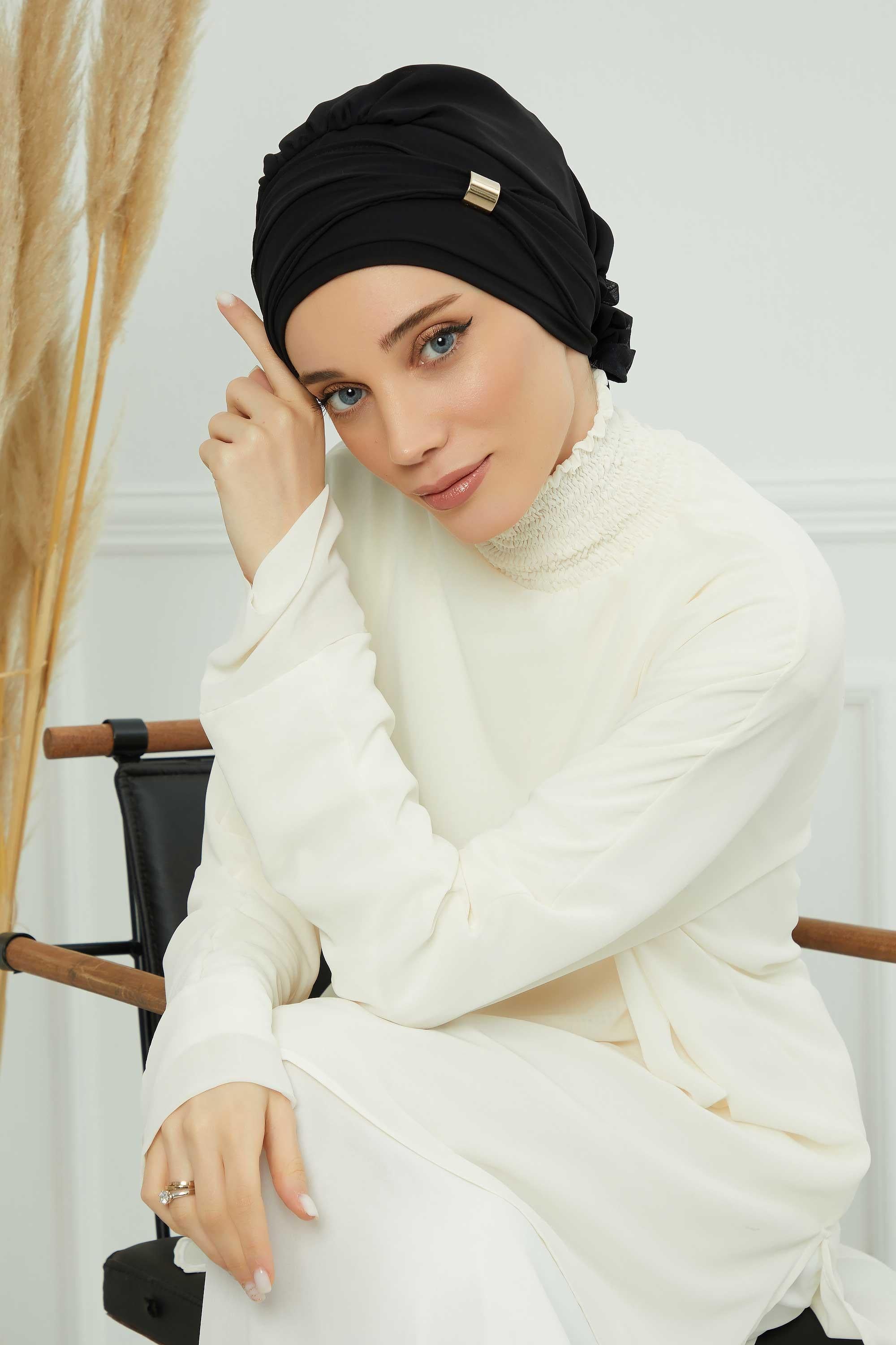 Ready-to-Wear Chiffon Turban with Metallic Accent