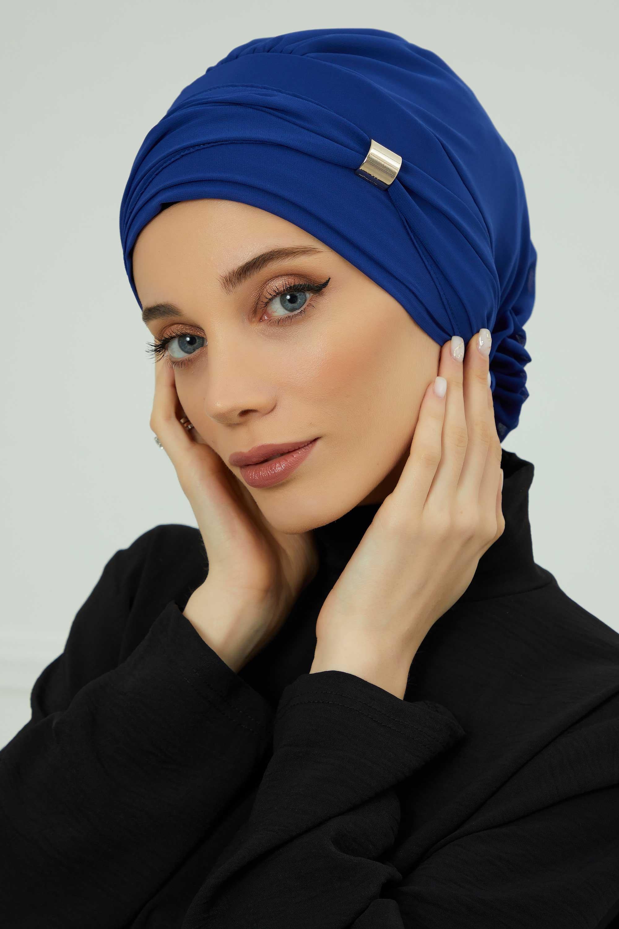 Ready-to-Wear Chiffon Turban with Metallic Accent