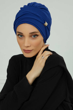 Ready-to-Wear Chiffon Turban with Metallic Accent