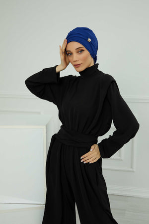 Ready-to-Wear Chiffon Turban with Metallic Accent