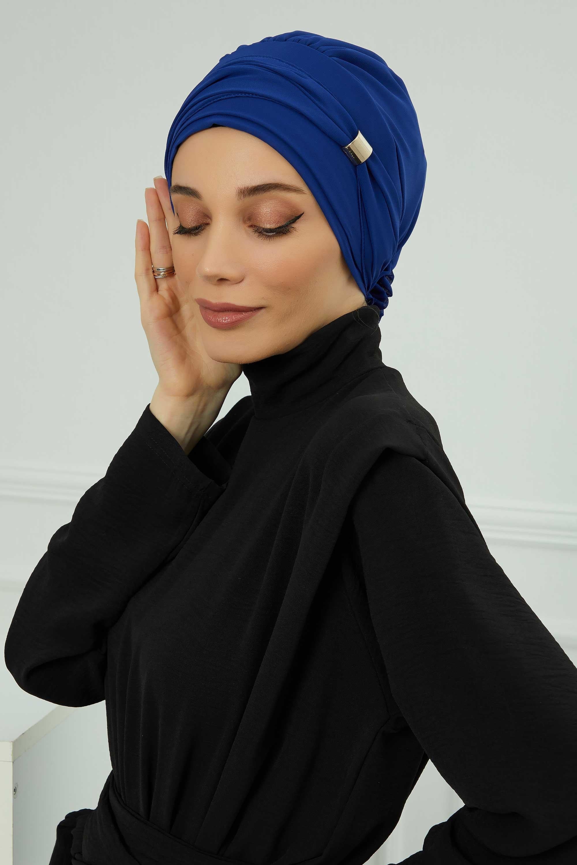 Ready-to-Wear Chiffon Turban with Metallic Accent