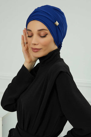 Ready-to-Wear Chiffon Turban with Metallic Accent