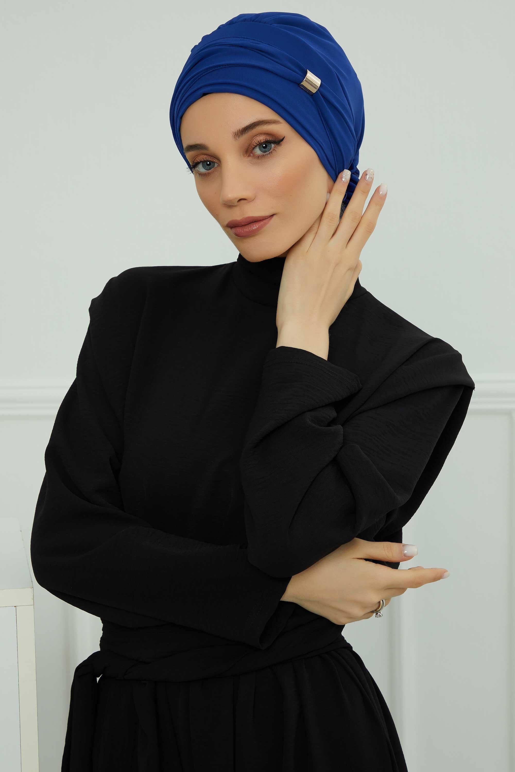 Ready-to-Wear Chiffon Turban with Metallic Accent