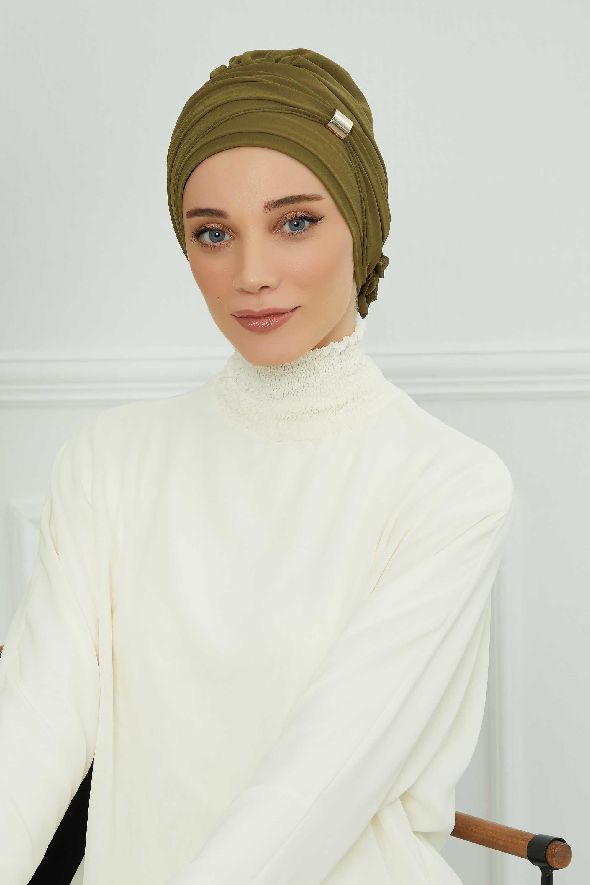 Ready-to-Wear Chiffon Turban with Metallic Accent
