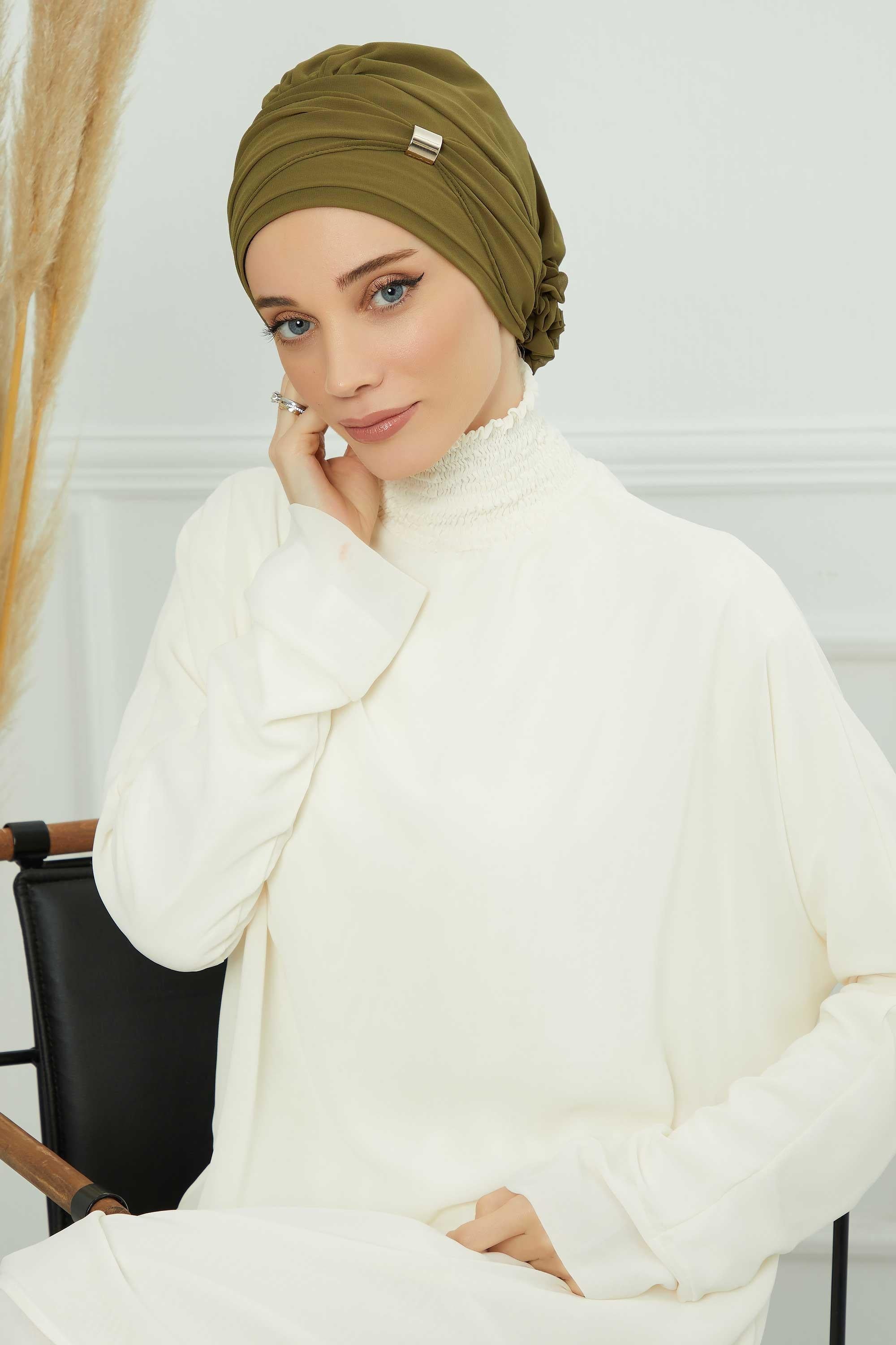 Ready-to-Wear Chiffon Turban with Metallic Accent
