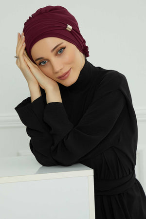 Ready-to-Wear Chiffon Turban with Metallic Accent