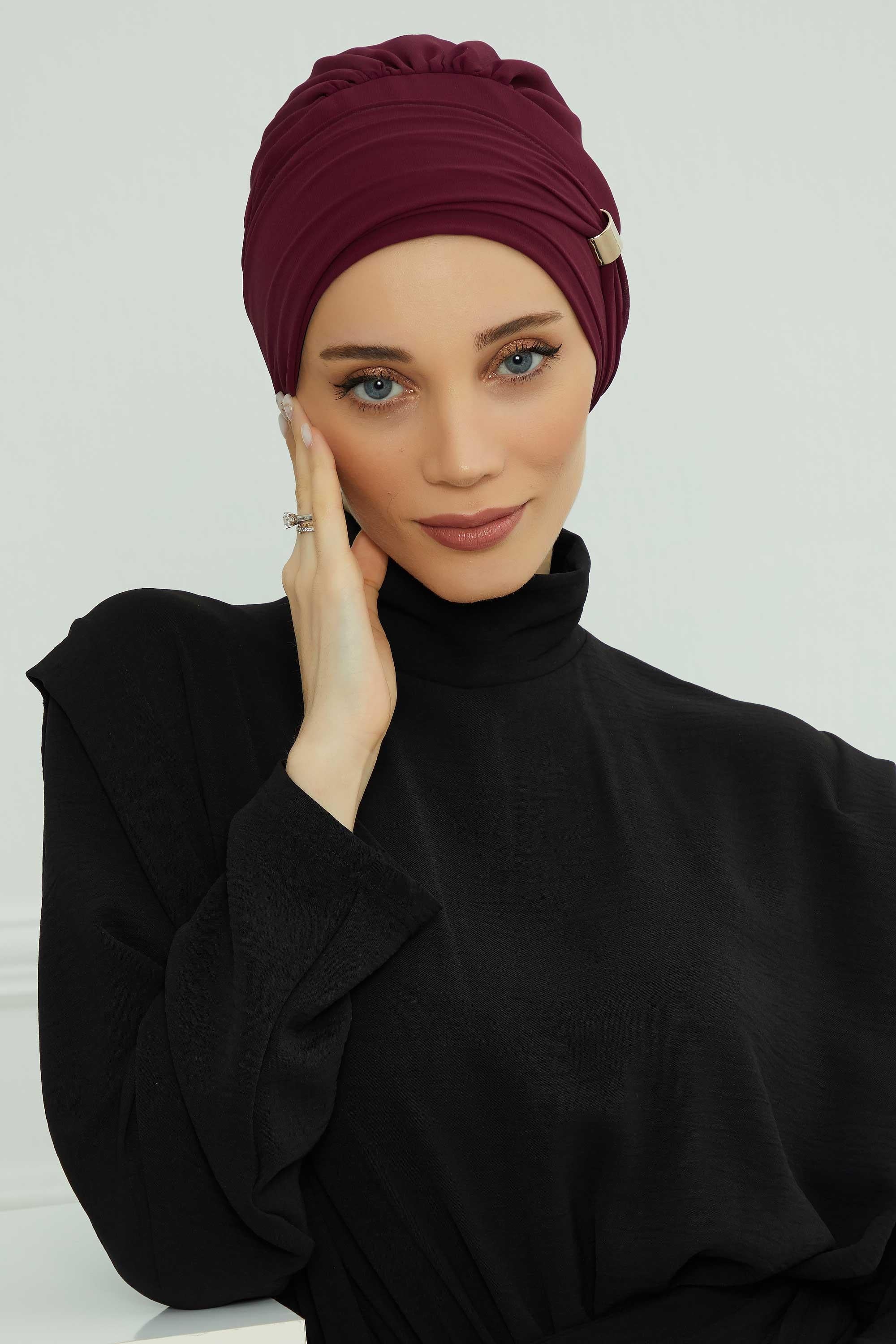 Ready-to-Wear Chiffon Turban with Metallic Accent