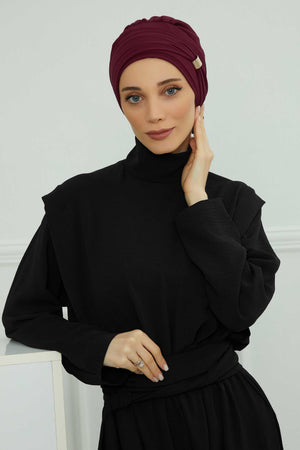 Ready-to-Wear Chiffon Turban with Metallic Accent