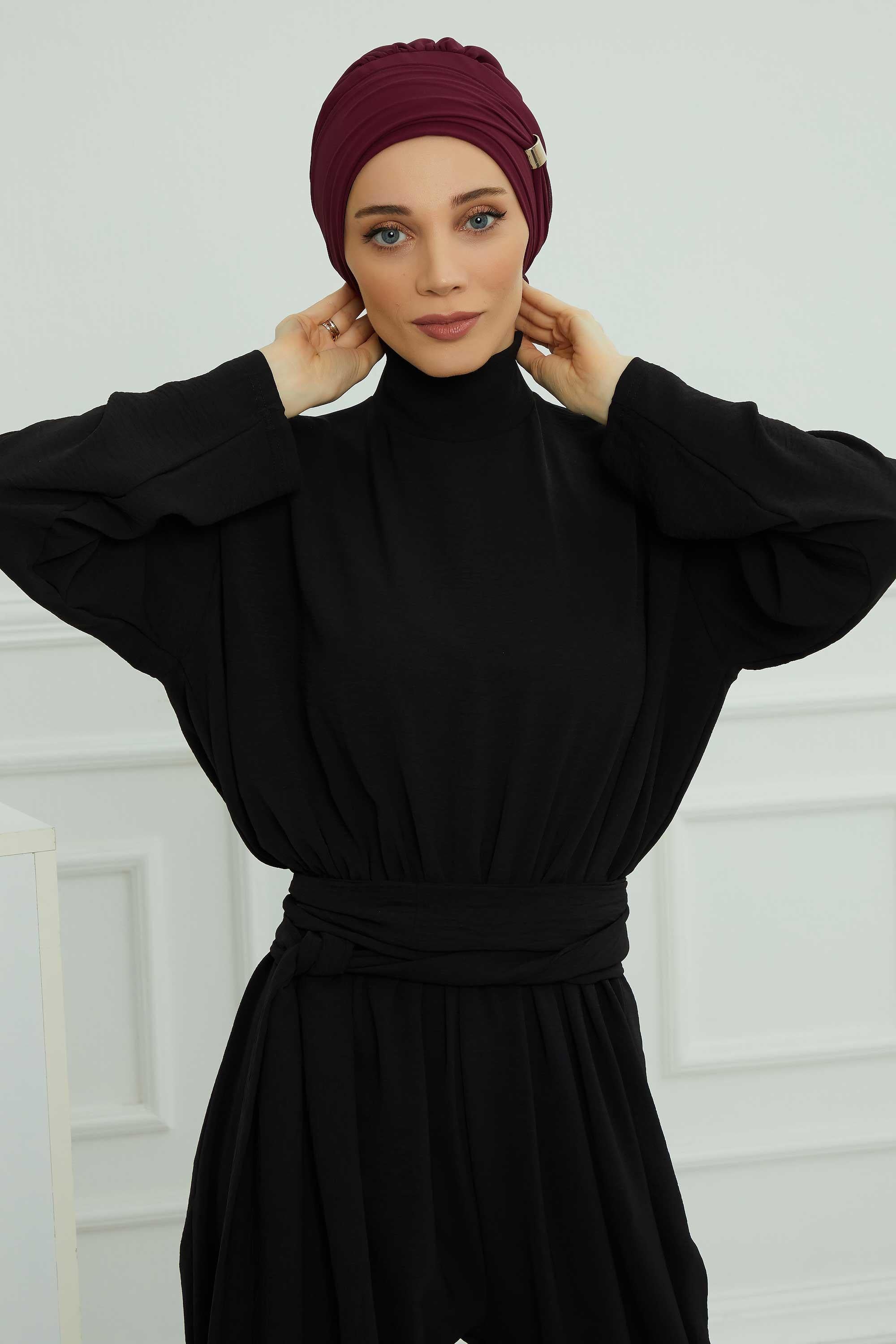 Ready-to-Wear Chiffon Turban with Metallic Accent