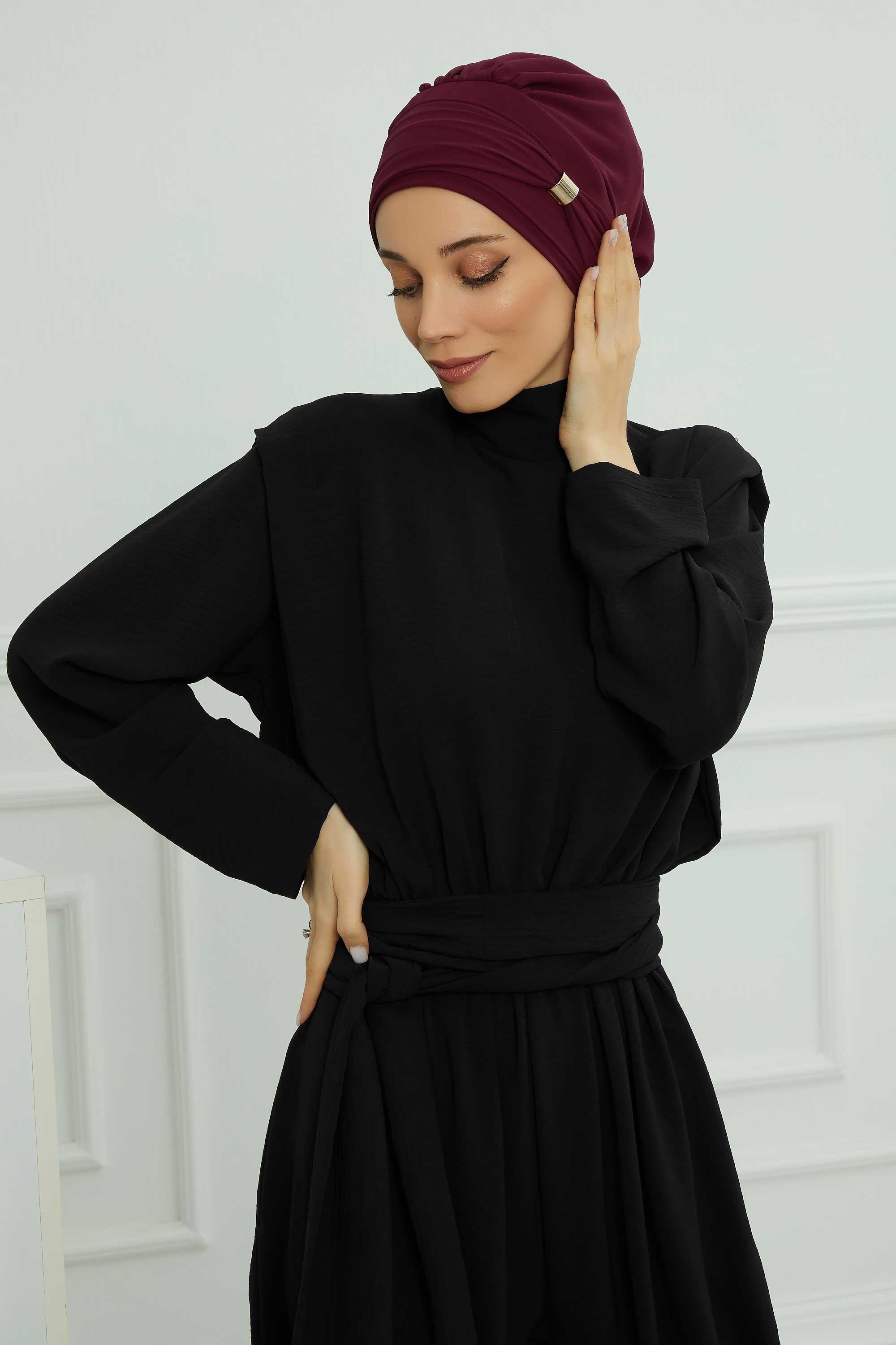Ready-to-Wear Chiffon Turban with Metallic Accent