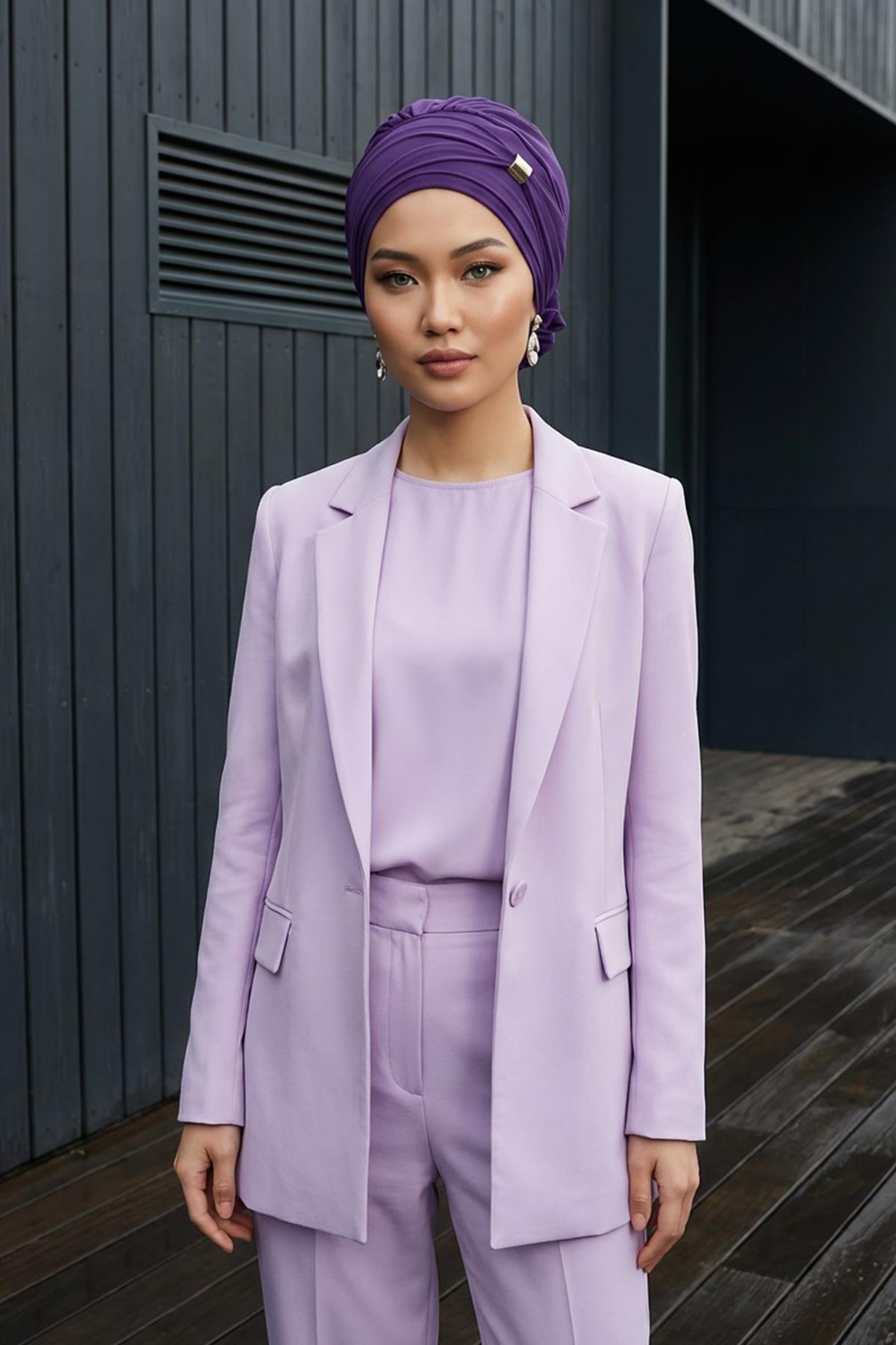 Ready-to-Wear Chiffon Turban with Metallic Accent