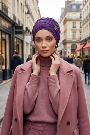 Ready-to-Wear Chiffon Turban with Metallic Accent