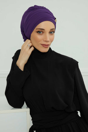 Ready-to-Wear Chiffon Turban with Metallic Accent