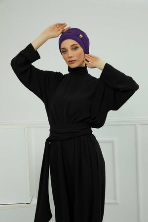 Ready-to-Wear Chiffon Turban with Metallic Accent
