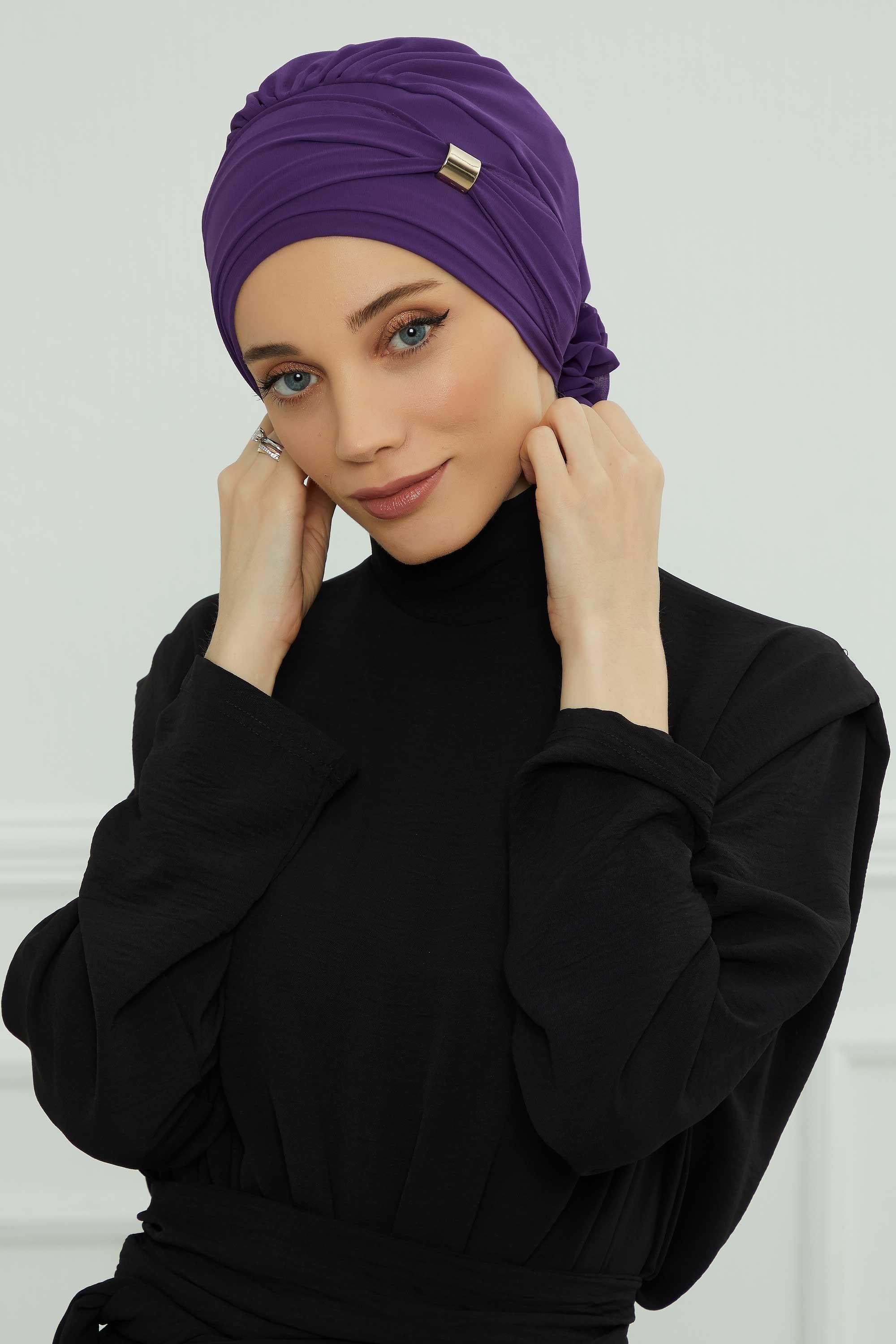Ready-to-Wear Chiffon Turban with Metallic Accent