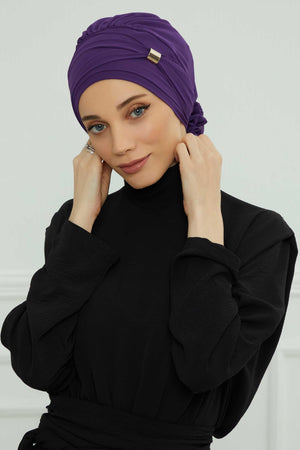 Ready-to-Wear Chiffon Turban with Metallic Accent