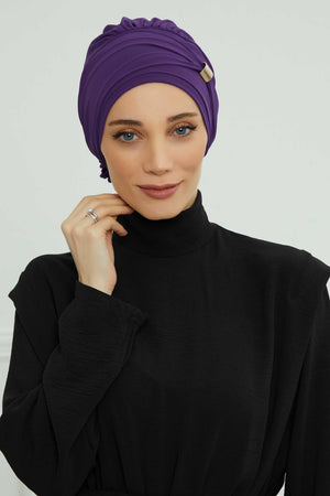 Ready-to-Wear Chiffon Turban with Metallic Accent