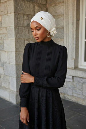 Ready-to-Wear Chiffon Turban with Metallic Accent