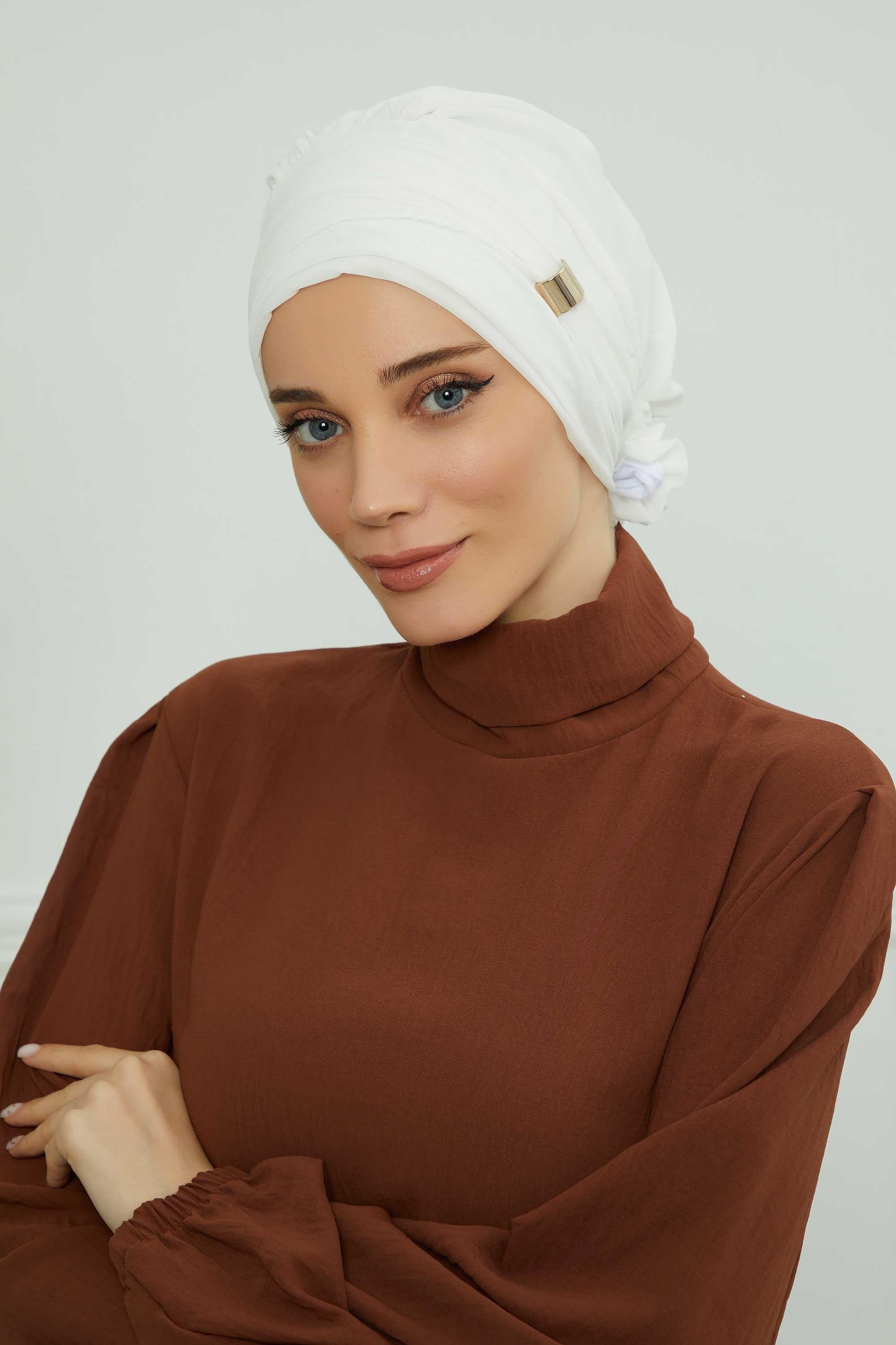 Ready-to-Wear Chiffon Turban with Metallic Accent