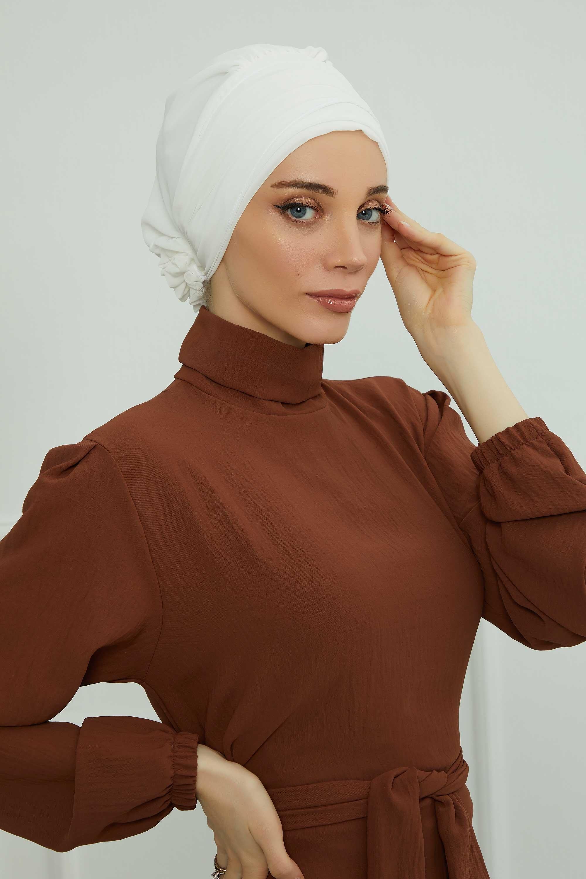 Ready-to-Wear Chiffon Turban with Metallic Accent