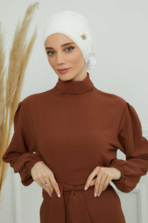 Ready-to-Wear Chiffon Turban with Metallic Accent