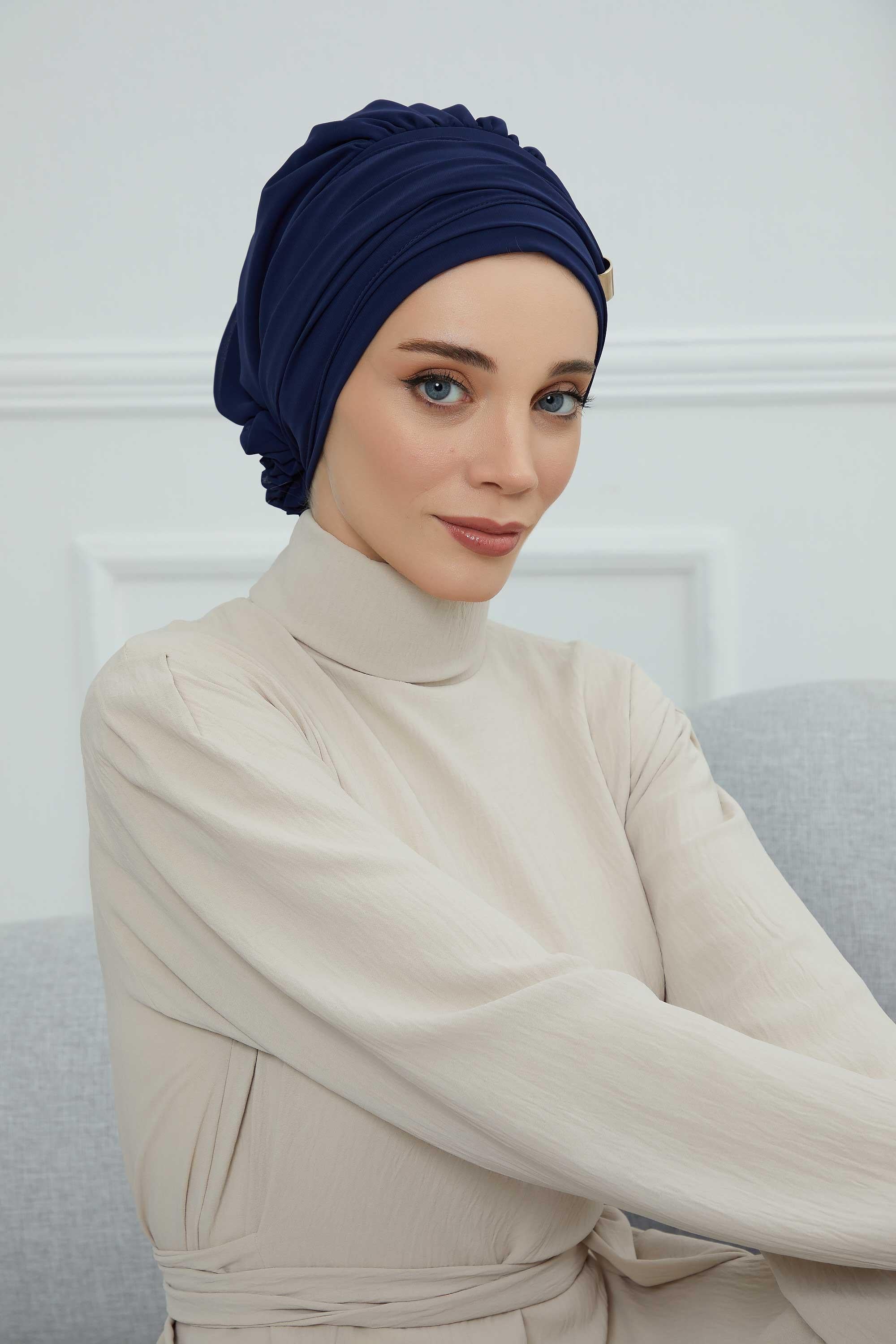 Ready-to-Wear Chiffon Turban with Metallic Accent