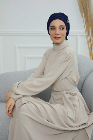 Ready-to-Wear Chiffon Turban with Metallic Accent