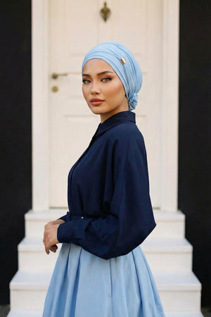 Ready-to-Wear Chiffon Turban with Metallic Accent