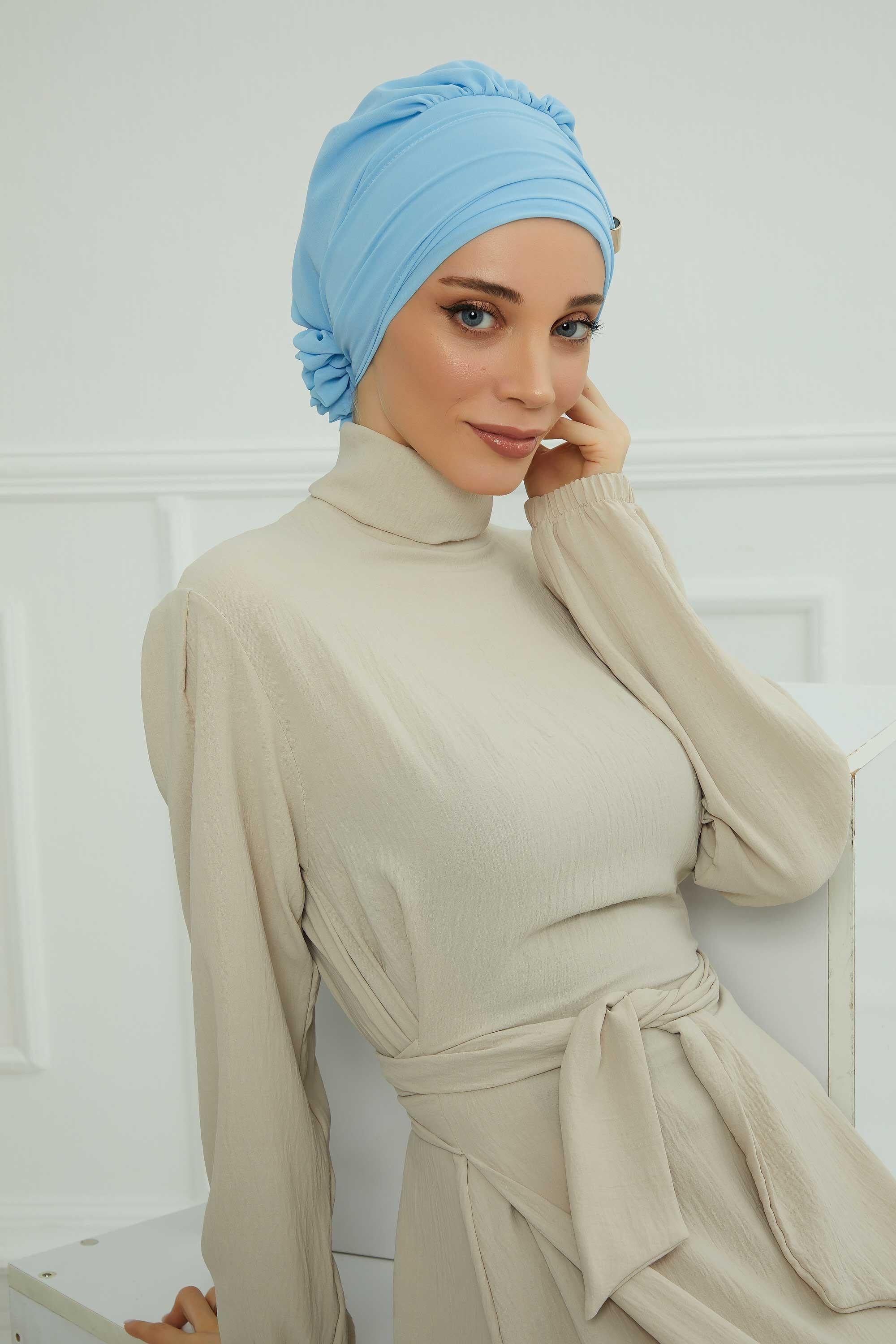 Ready-to-Wear Chiffon Turban with Metallic Accent